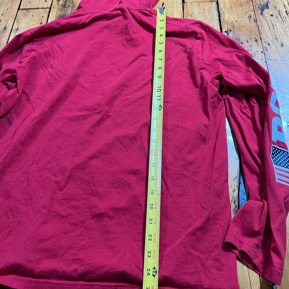 Polo Ralph Lauren Mens Large Big Pony Spellout Logo American Flag Red Hoodie Tee - Picture 7 of 8